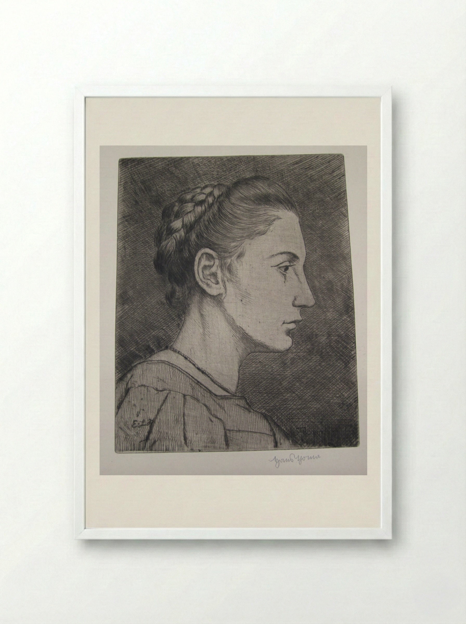 Head of a Girl I (Elisabeth La Roche) - Hans Thoma - Framed Print White