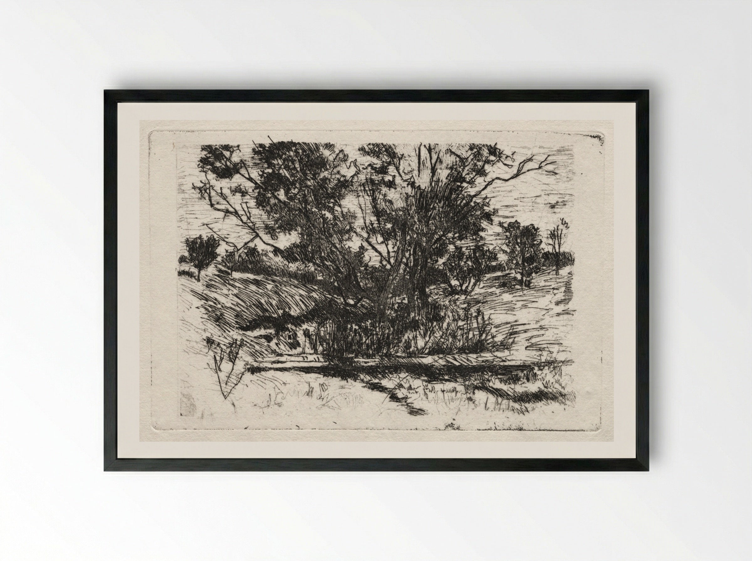 Landscape near Cincinnati - John Henry Twachtman - Framed Print Black