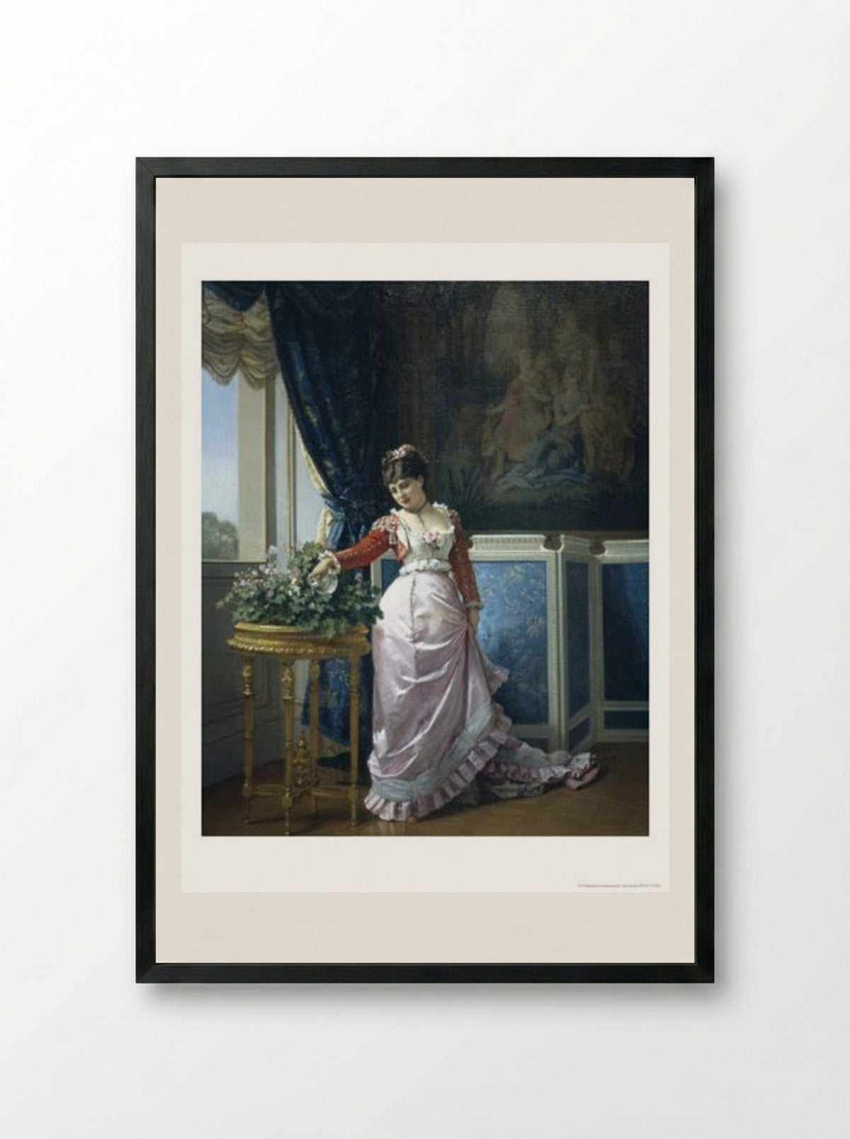 Watering the Flowers - Auguste Toulmouche - Framed Print Black