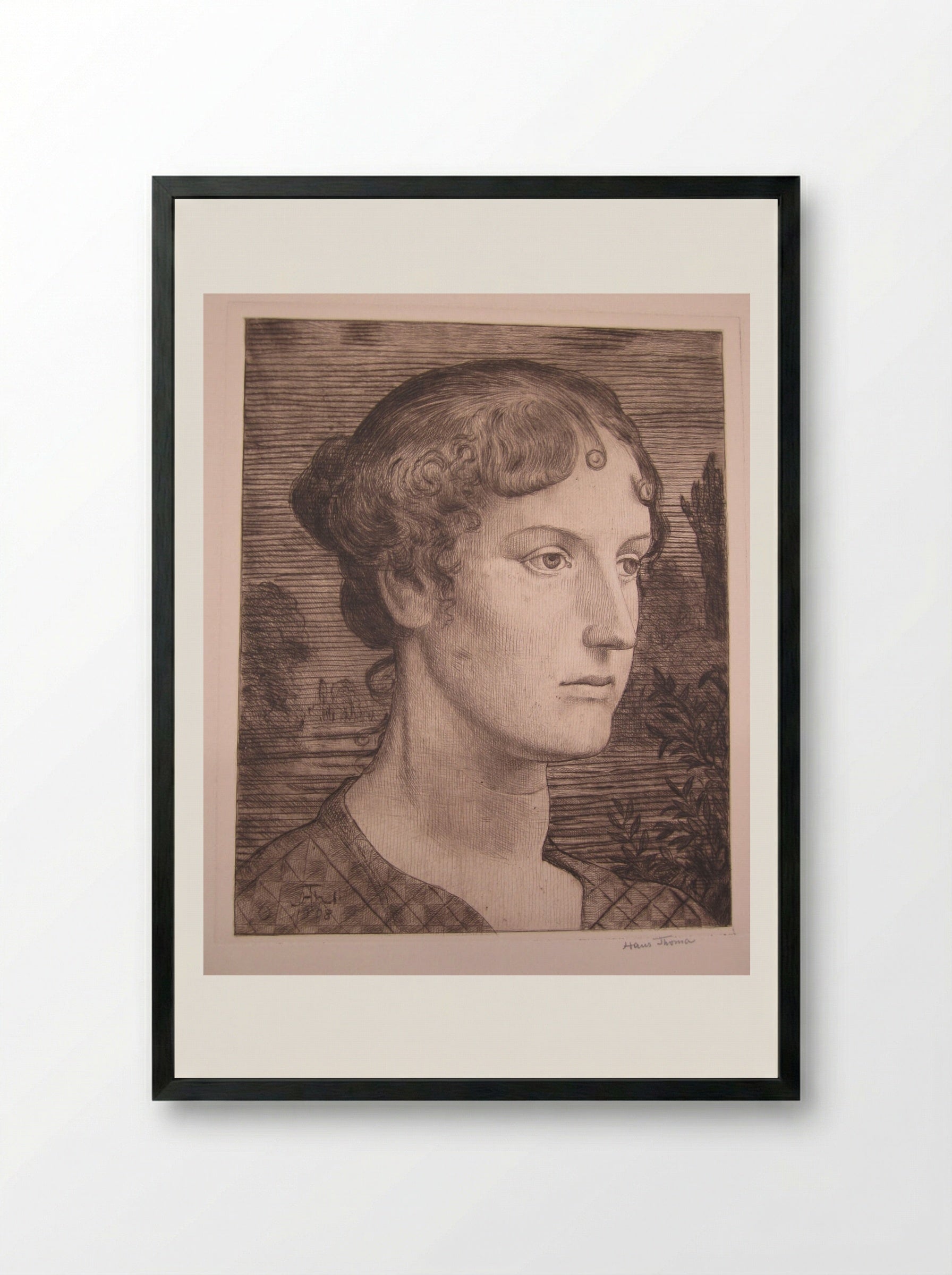 Portrait of a Woman II - Hans Thoma - Framed Print Black