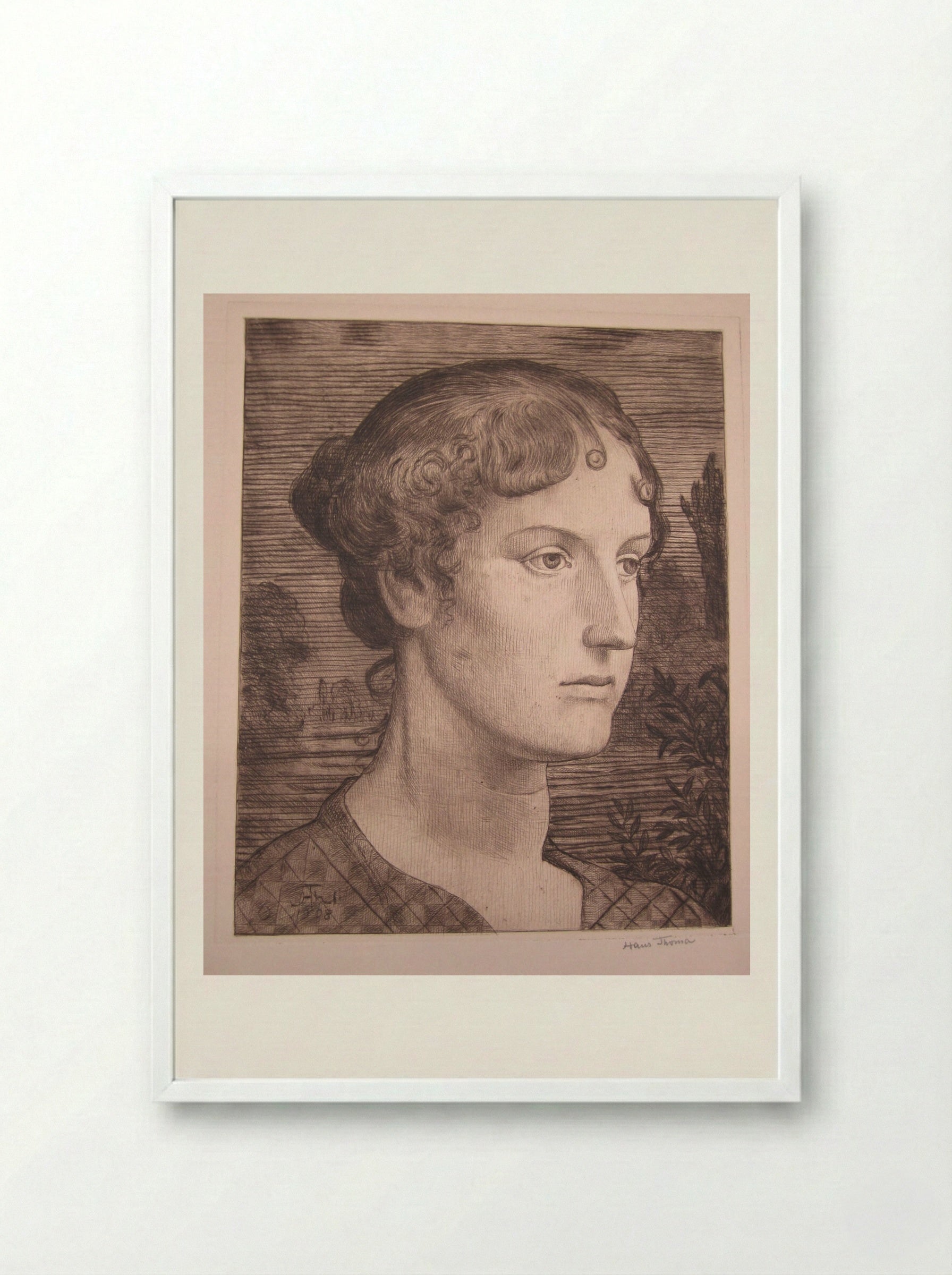 Portrait of a Woman II - Hans Thoma - Framed Print White