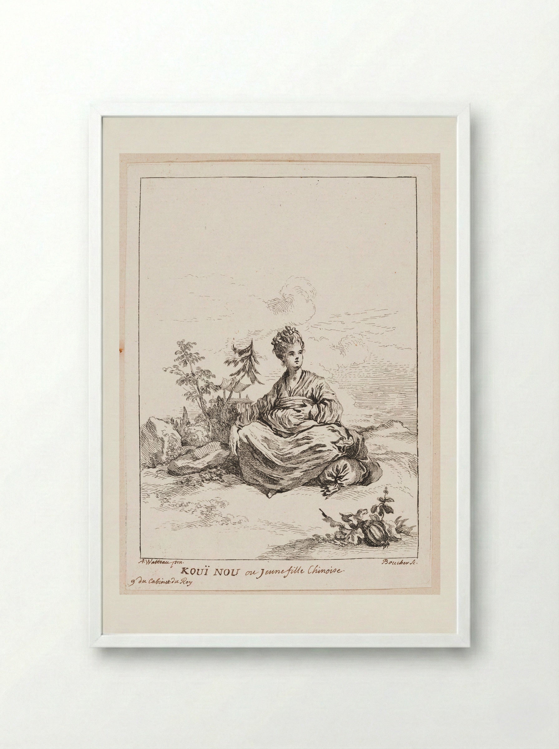 Kouï Nou or Young Chinese Girl - François Boucher - Framed Print White