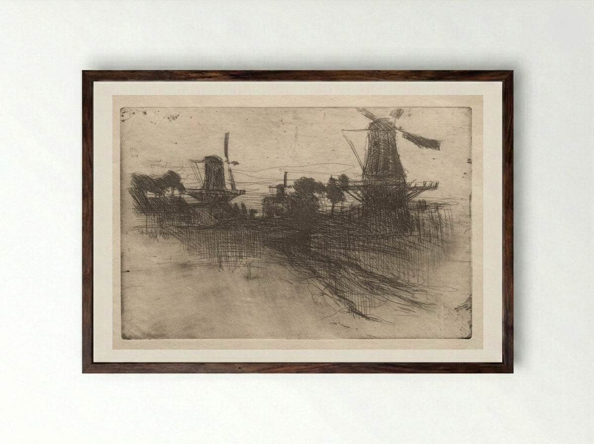 Evening, Dordrecht - John Henry Twachtman - Framed Print Dark Wood