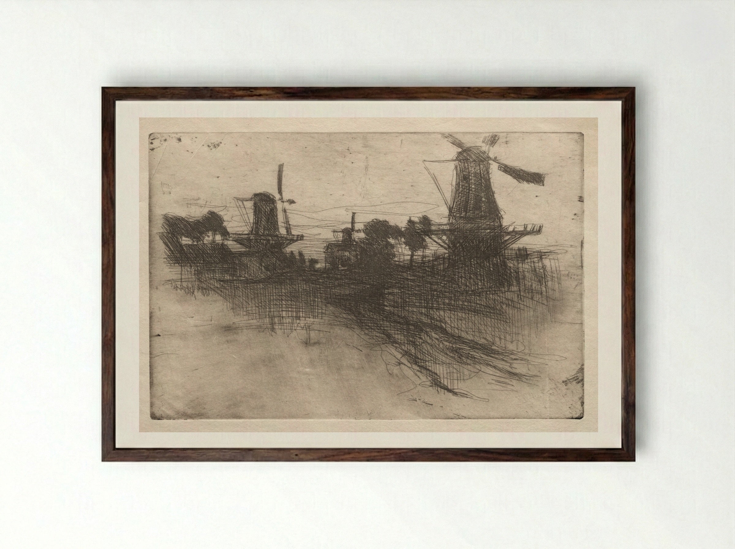 Evening, Dordrecht - John Henry Twachtman - Framed Print Dark Wood