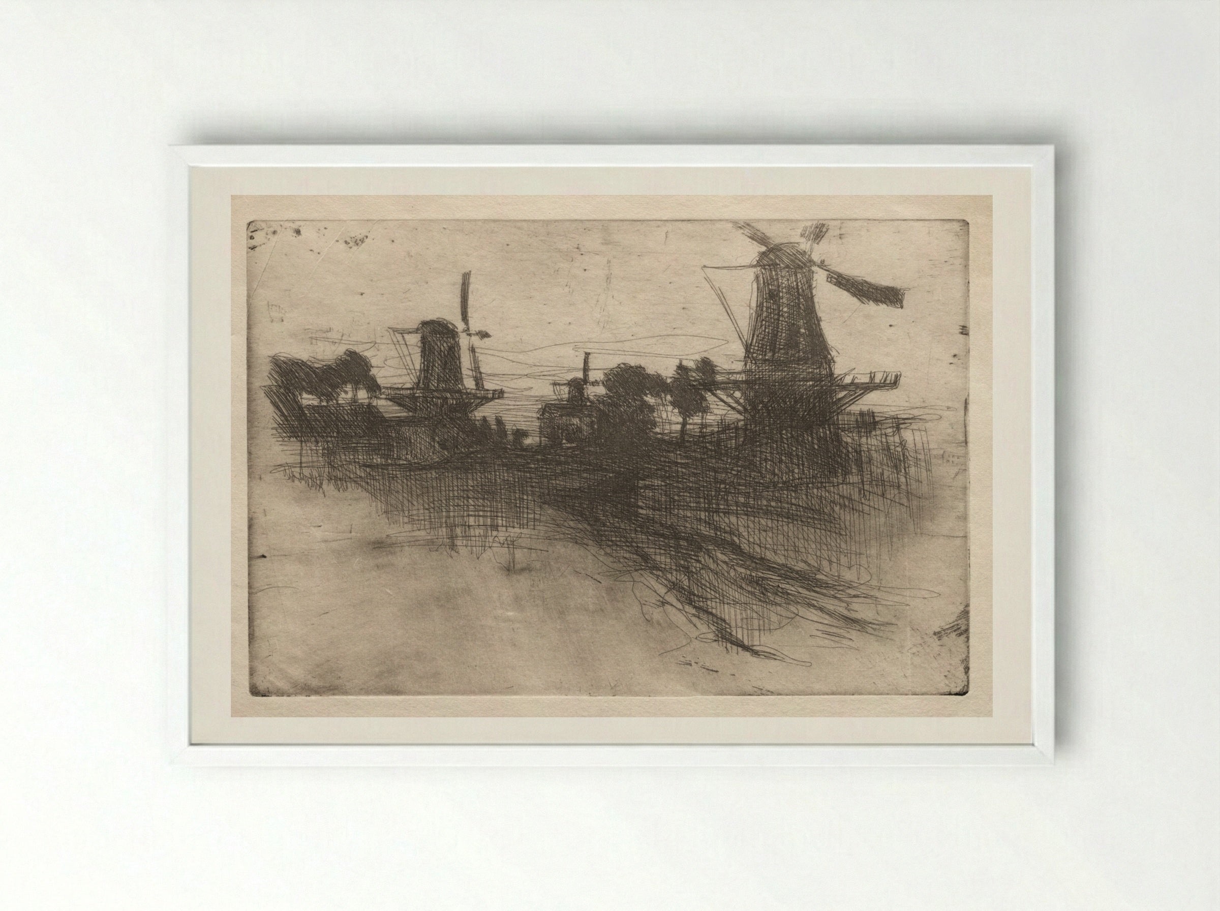 Evening, Dordrecht - John Henry Twachtman - Framed Print White