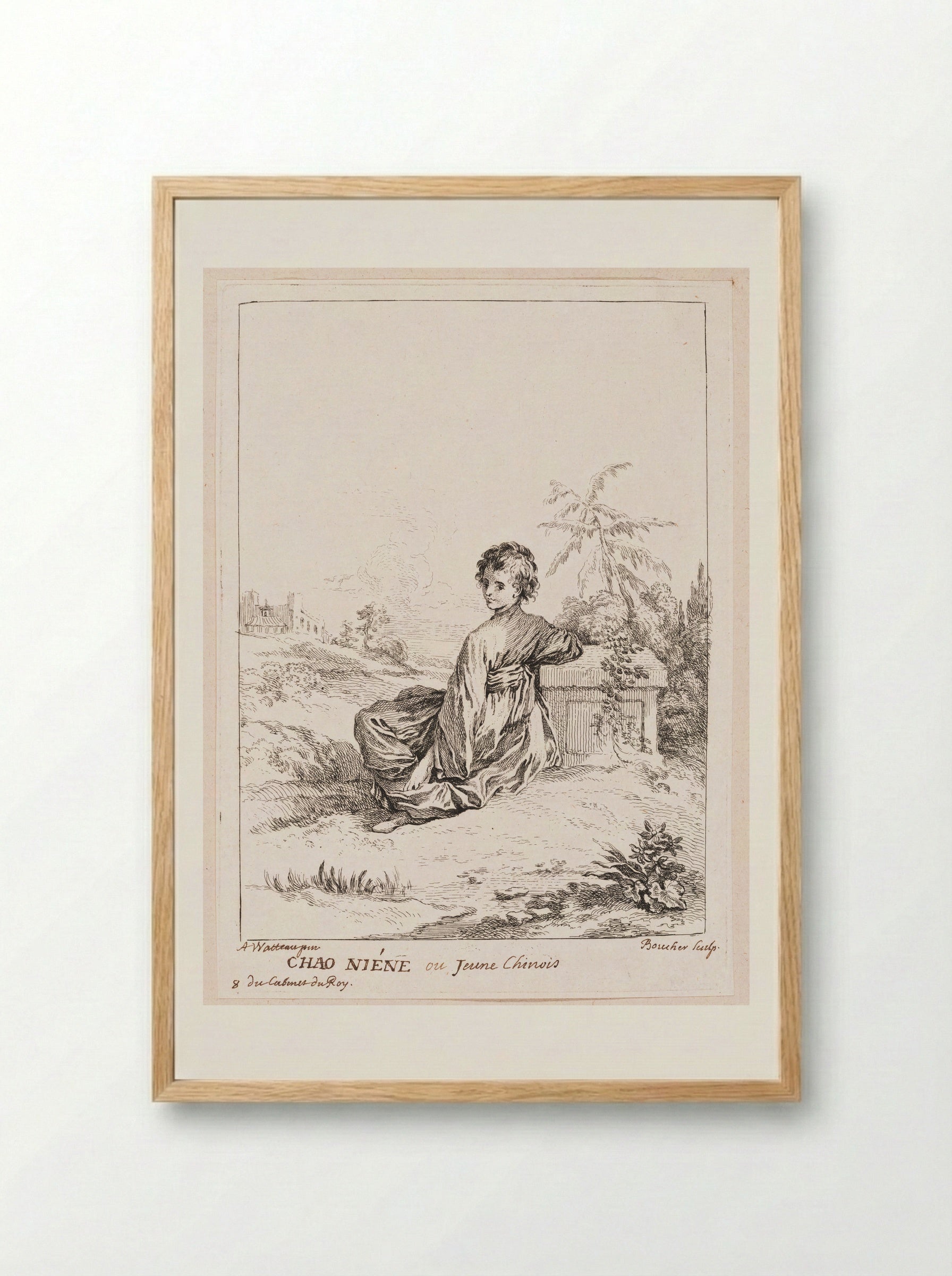 Chao Niene or Young Chinese Boy - François Boucher - Framed Print Wood