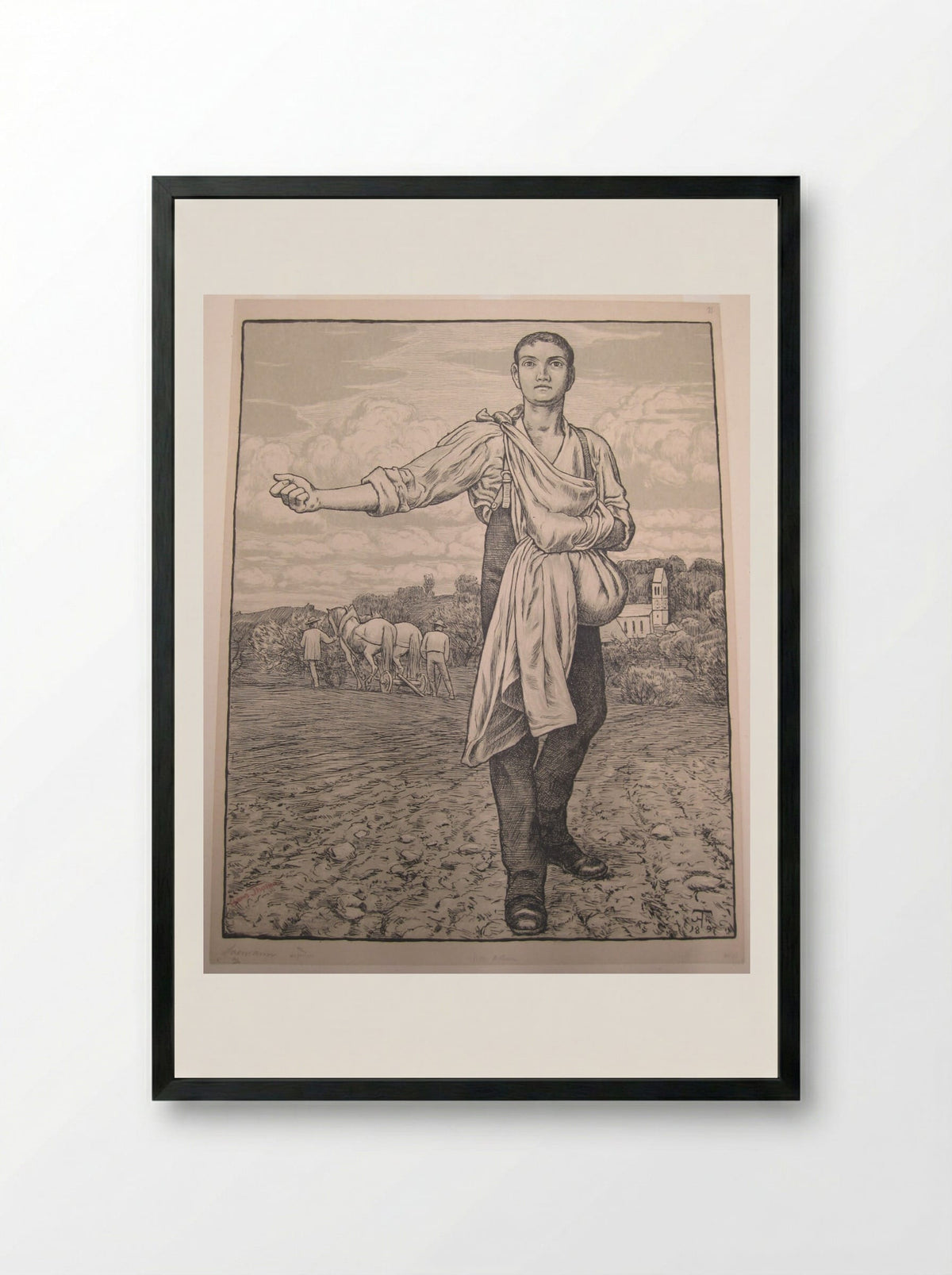 The Sower I - Hans Thoma - Framed Print Black
