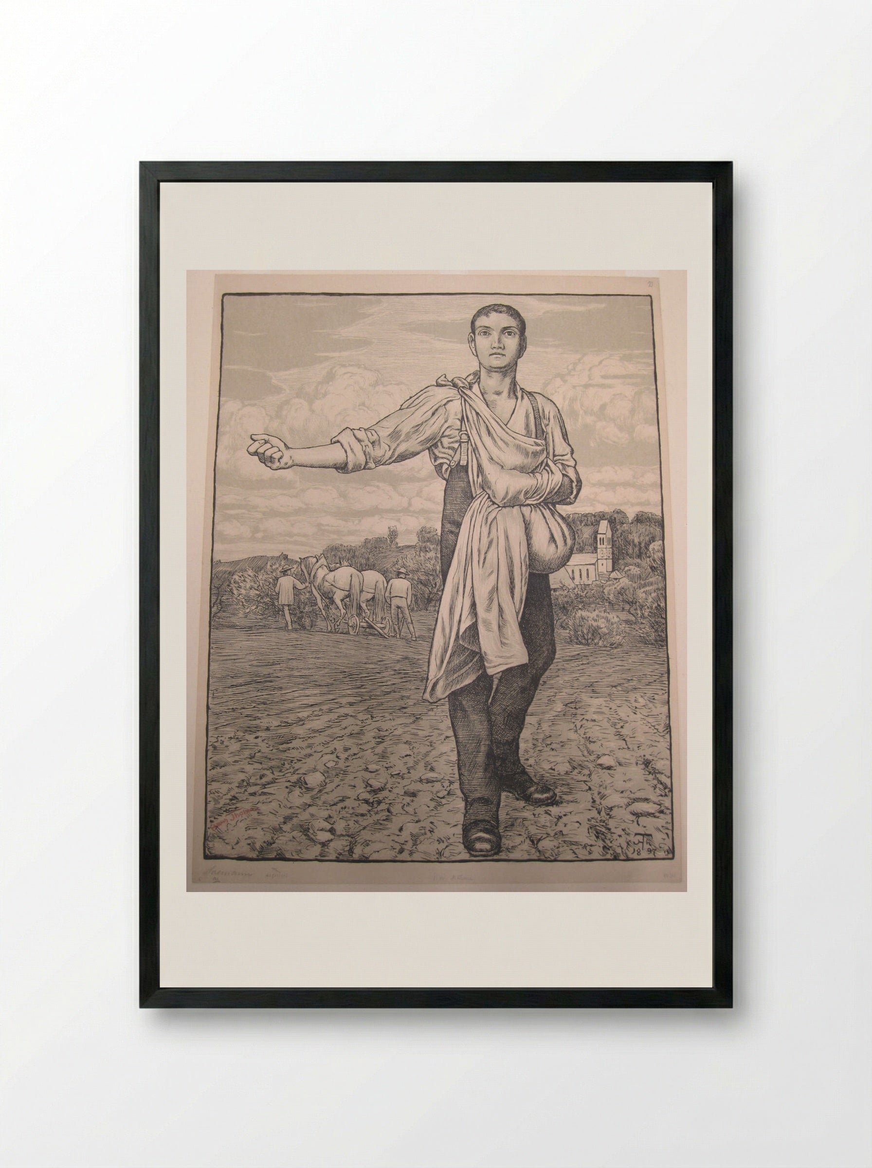 The Sower I - Hans Thoma - Framed Print Black