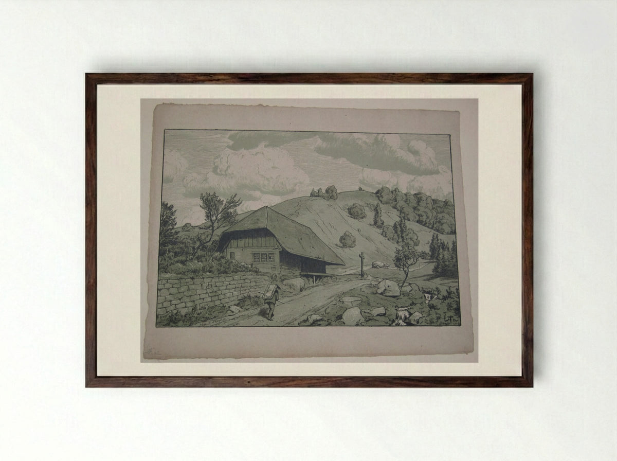 Black Forest House near Happach - Hans Thoma - Framed Print Dark Wood