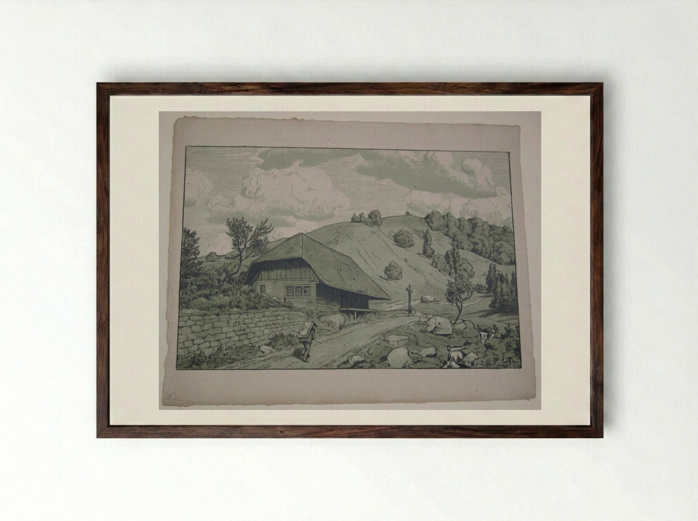 Black Forest House near Happach - Hans Thoma - Framed Print Dark Wood