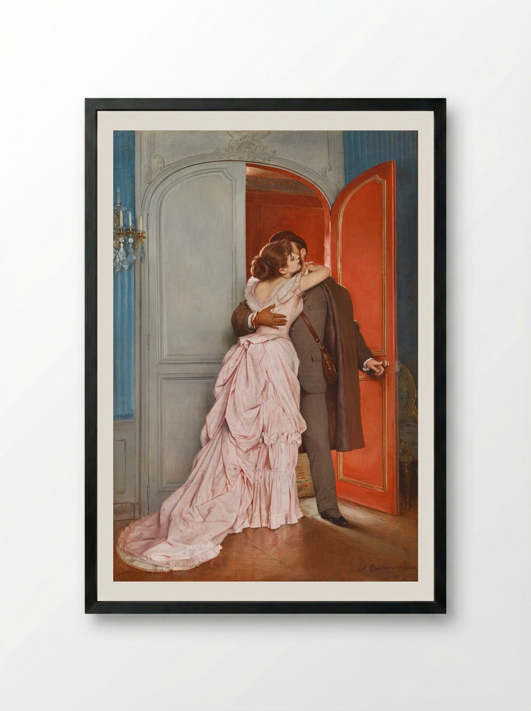 The Kiss - Auguste Toulmouche - Framed Print Black