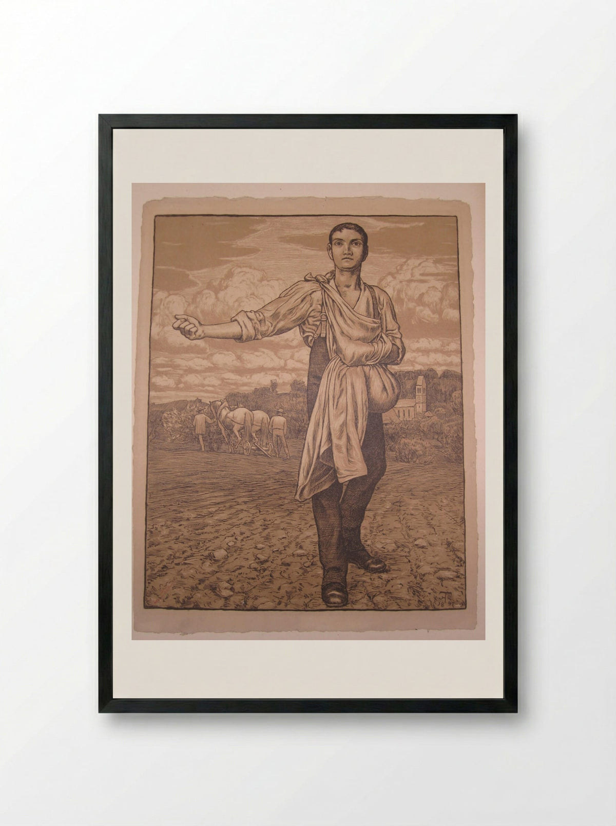 The Sower I - Hans Thoma - Framed Print Black