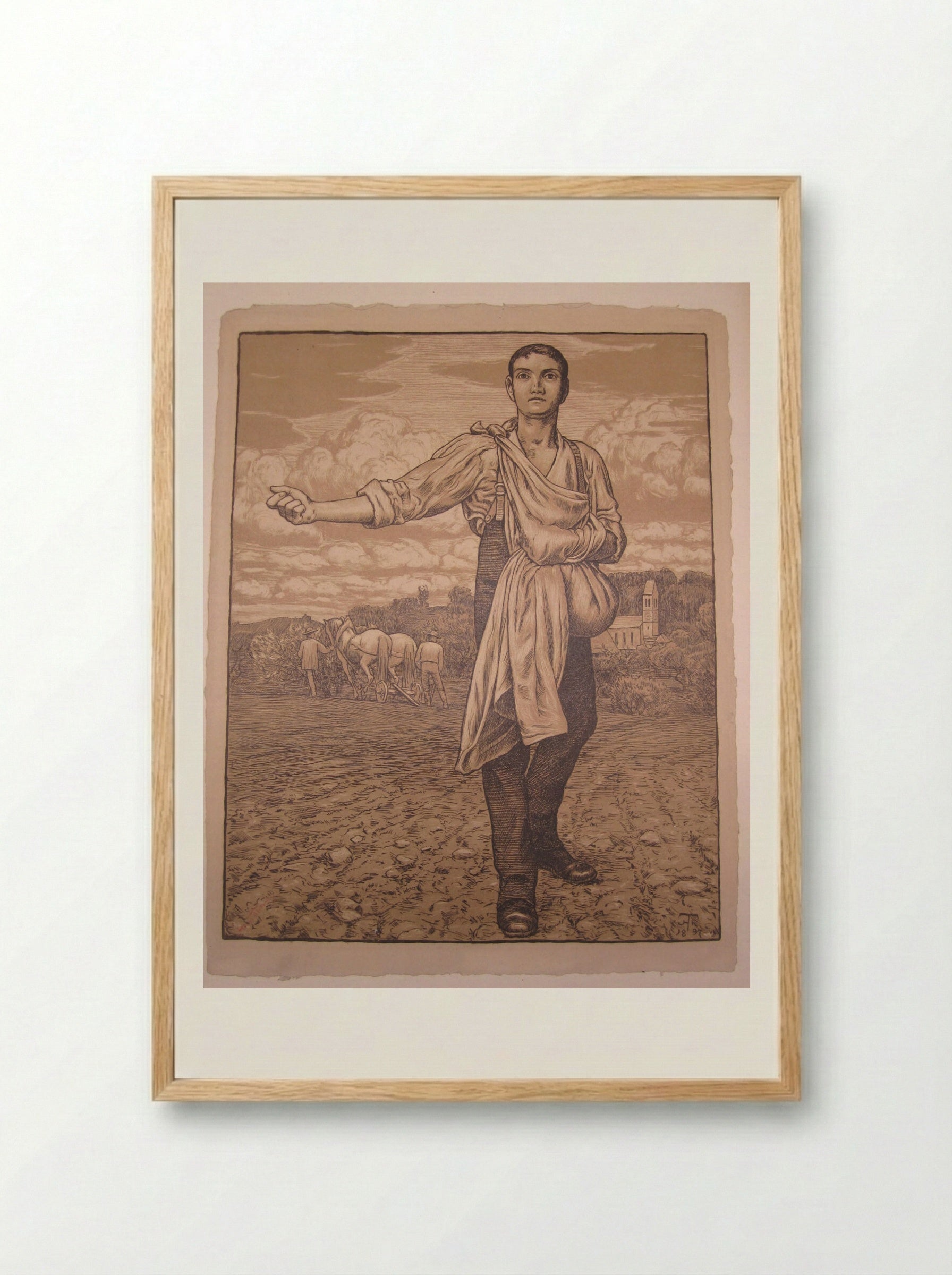The Sower I - Hans Thoma - Framed Print Wood
