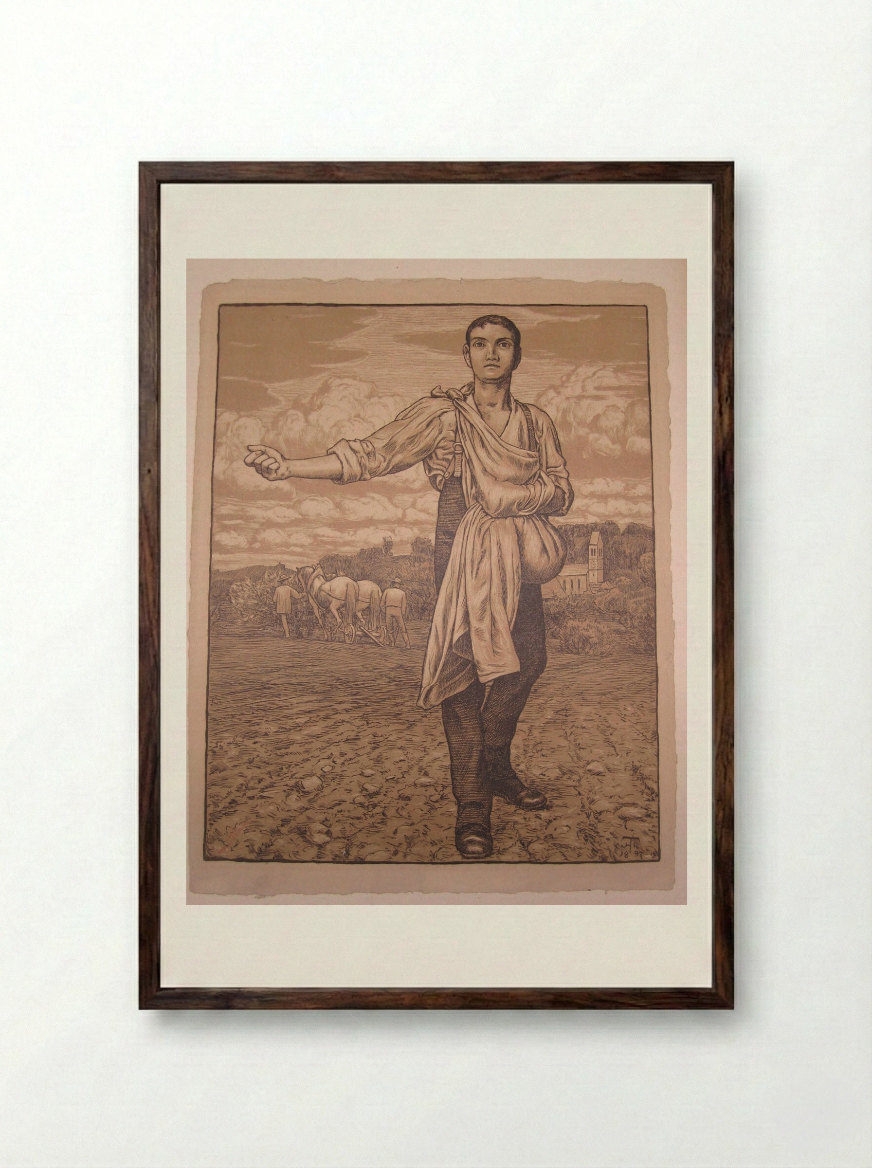 The Sower I - Hans Thoma - Framed Print Dark Wood