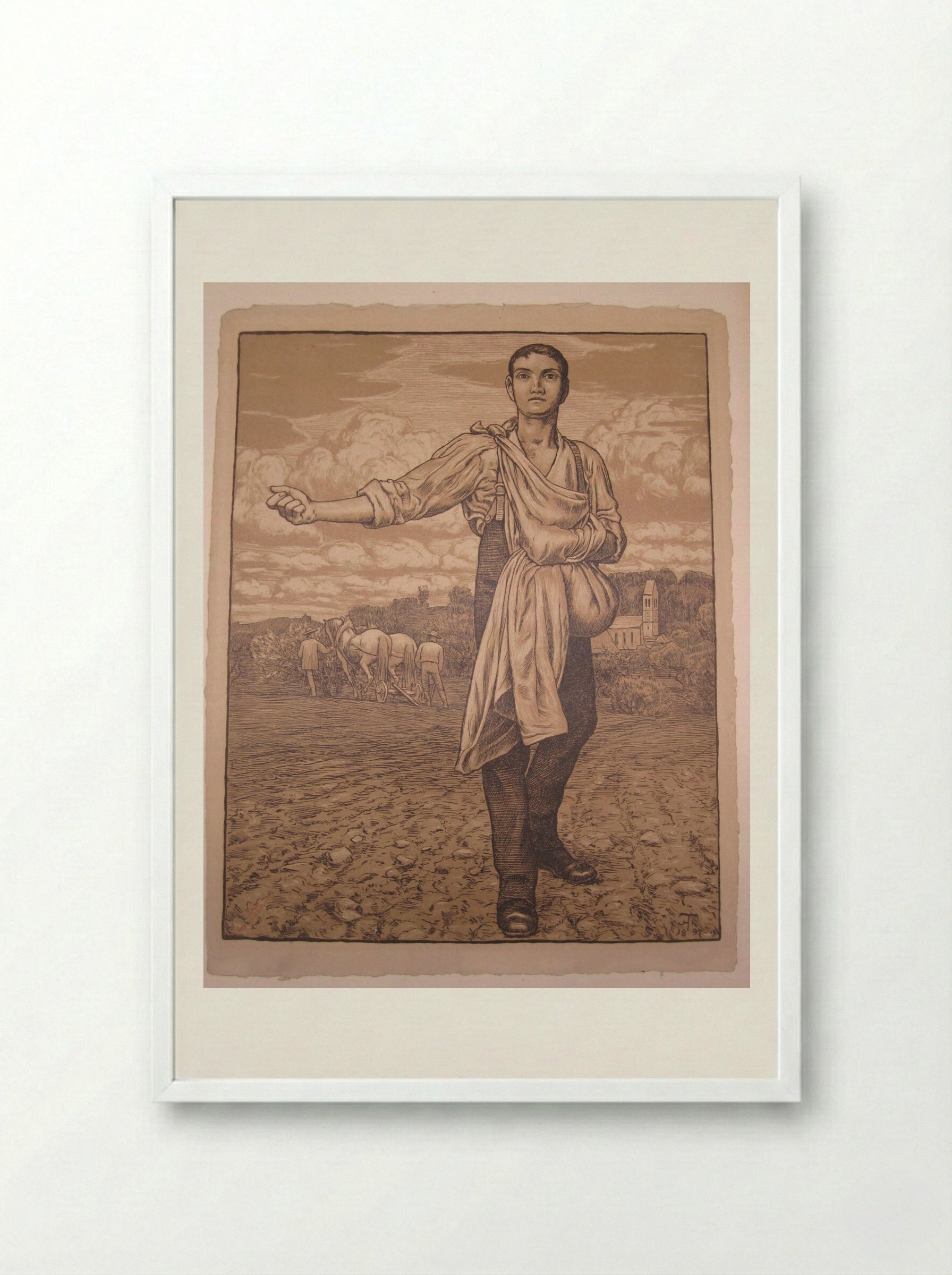 The Sower I - Hans Thoma - Framed Print White