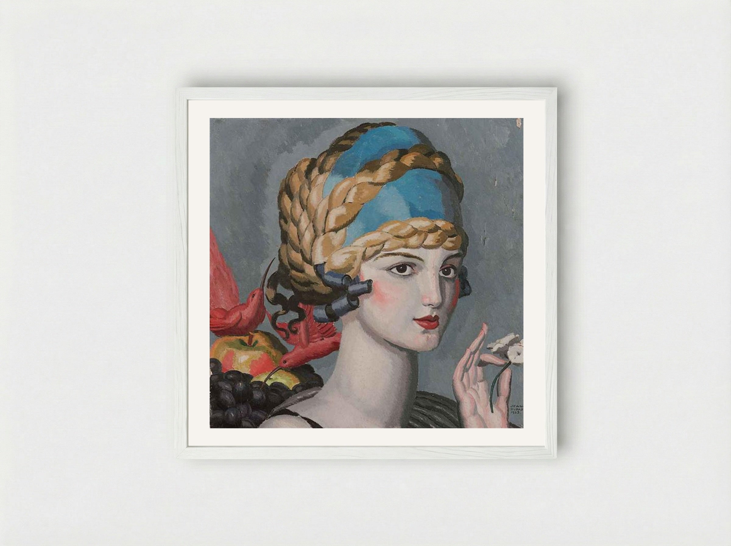 Pomone (Mlle Marguerite Grain) - Jean Dupas - Framed Print White