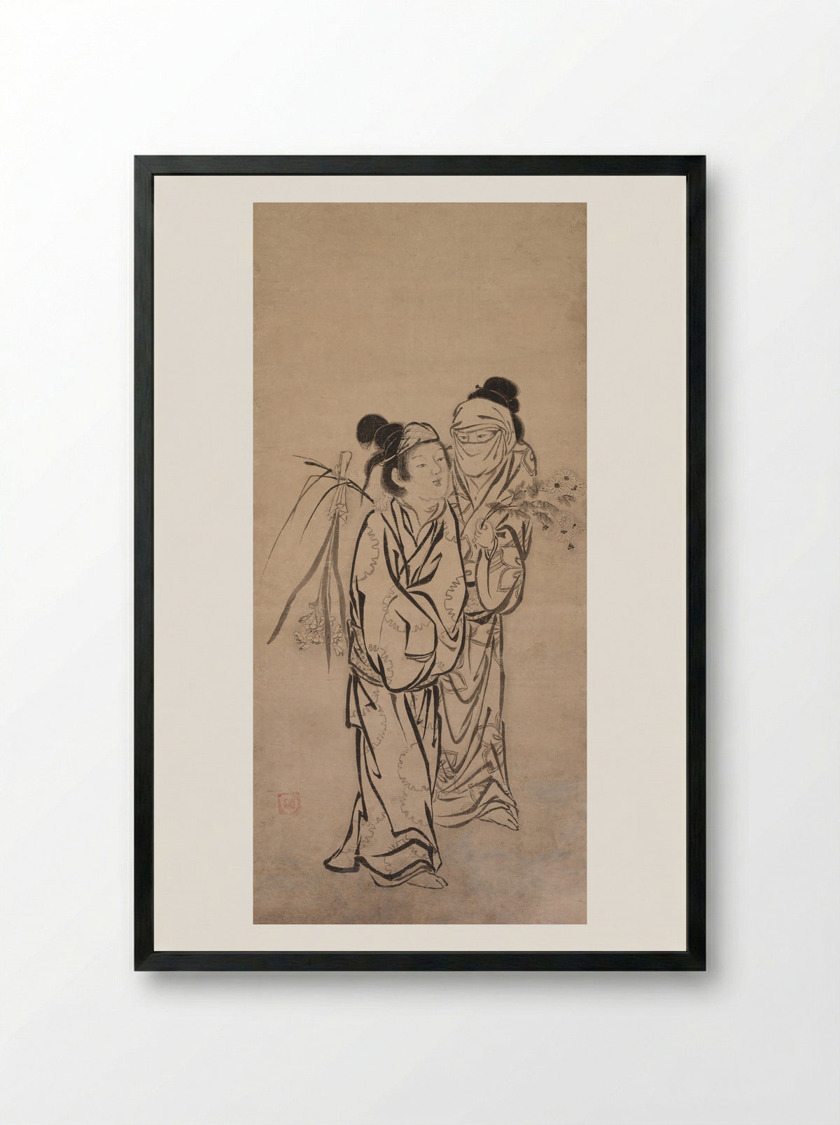 A Couple - Hasegawa Sōen - Framed Print Black