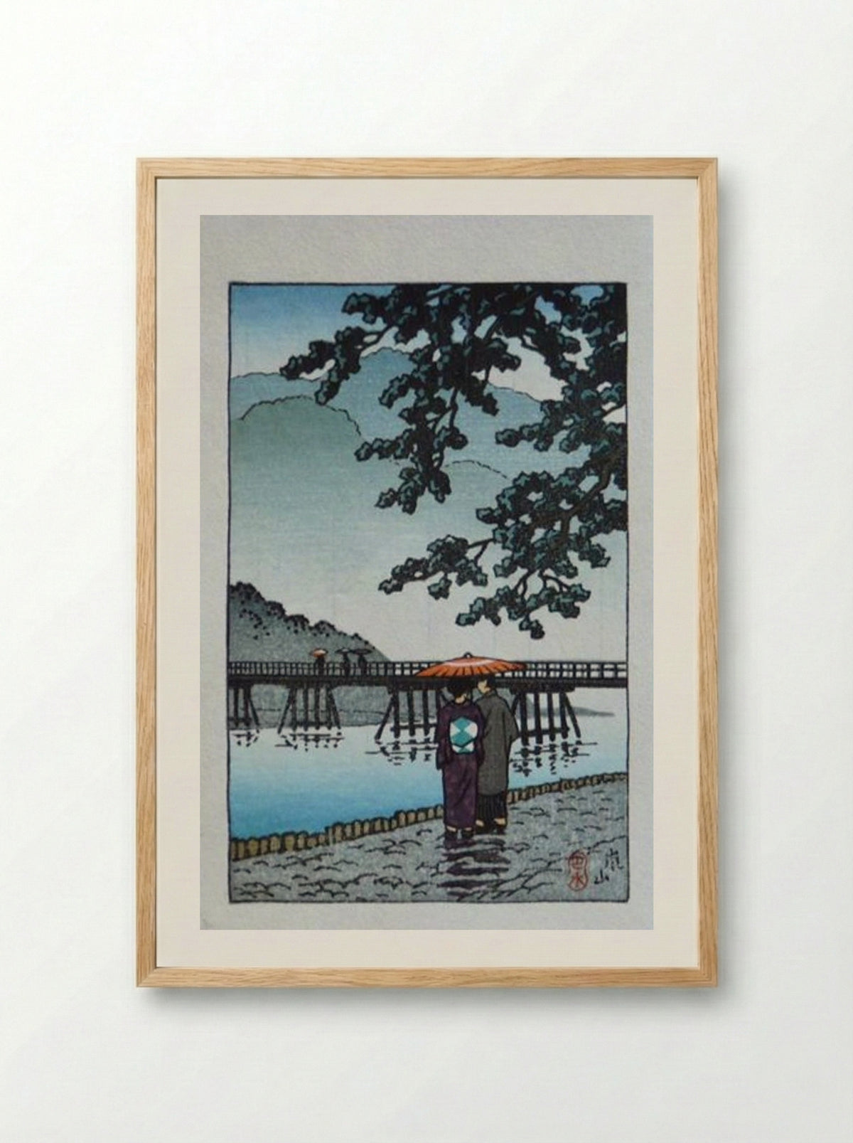Light Rain at Arishiyama - Hasui Kawase - Framed Print Wood