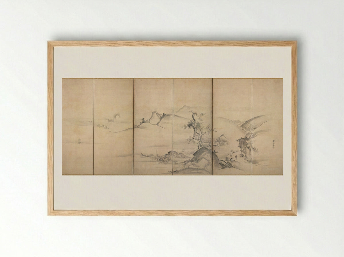 Eight Views of the Xiao and Xiang Rivers - Watanabe Shikō - Framed Print Wood