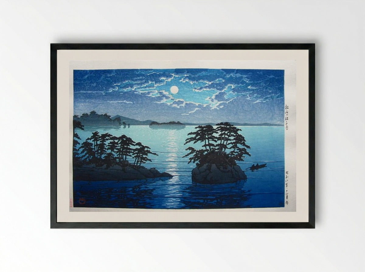 Full Moon at Fugato Island - Hasui Kawase - Framed Print Black