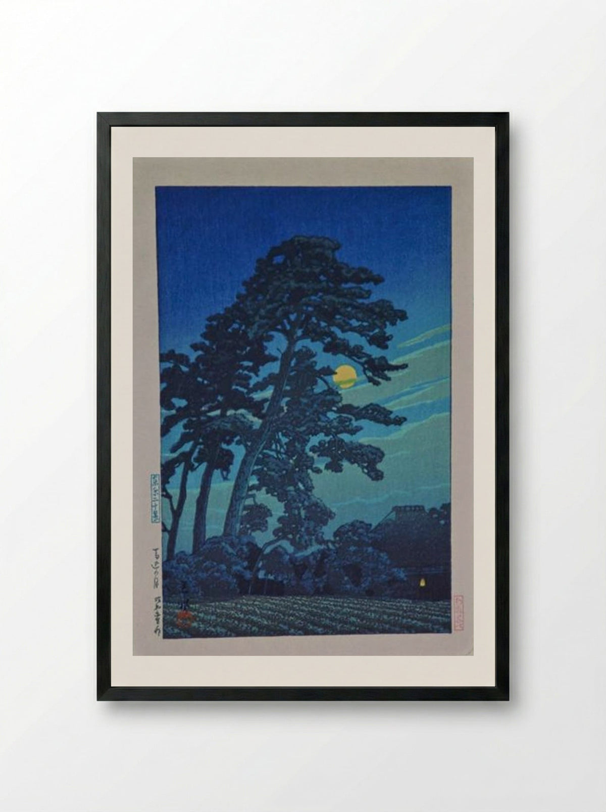 Full Moon at Magome - Hasui Kawase - Framed Print Black