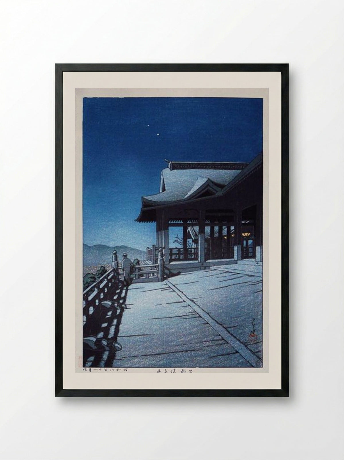 Self-Portrait at Kiyomizu Temple, Kyoto - Hasui Kawase - Framed Print Black