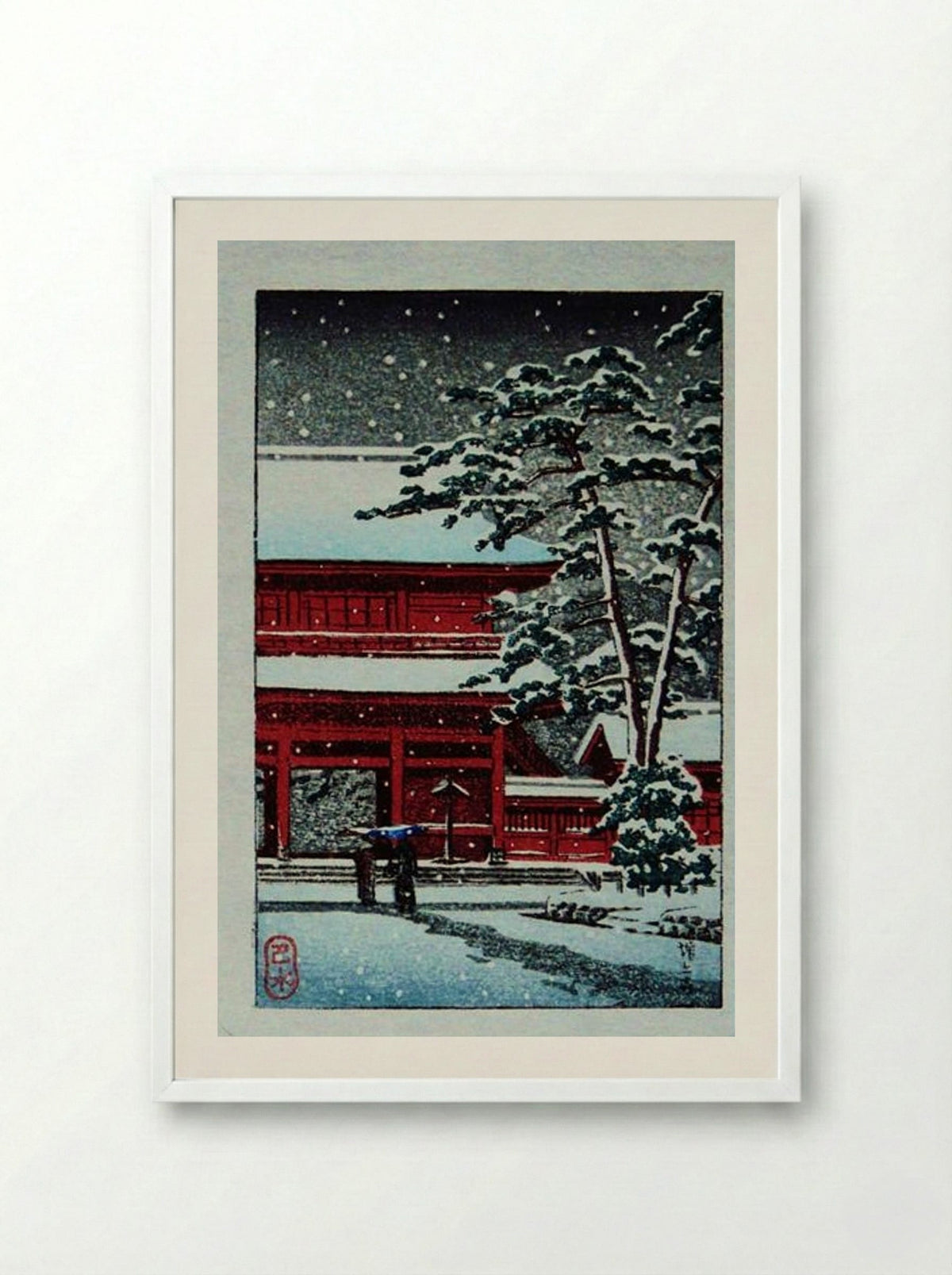 Snow at Zoji Temple - Hasui Kawase - Framed Print White