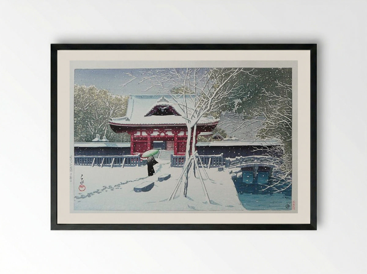 Snow at Shiba Park - Hasui Kawase - Framed Print Black