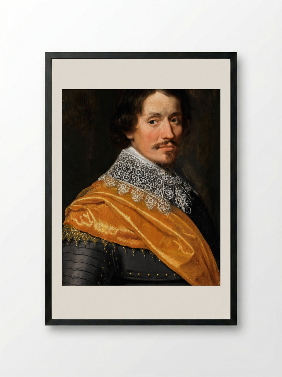Portret van een officier - Wybrand de Geest - Framed Print Black