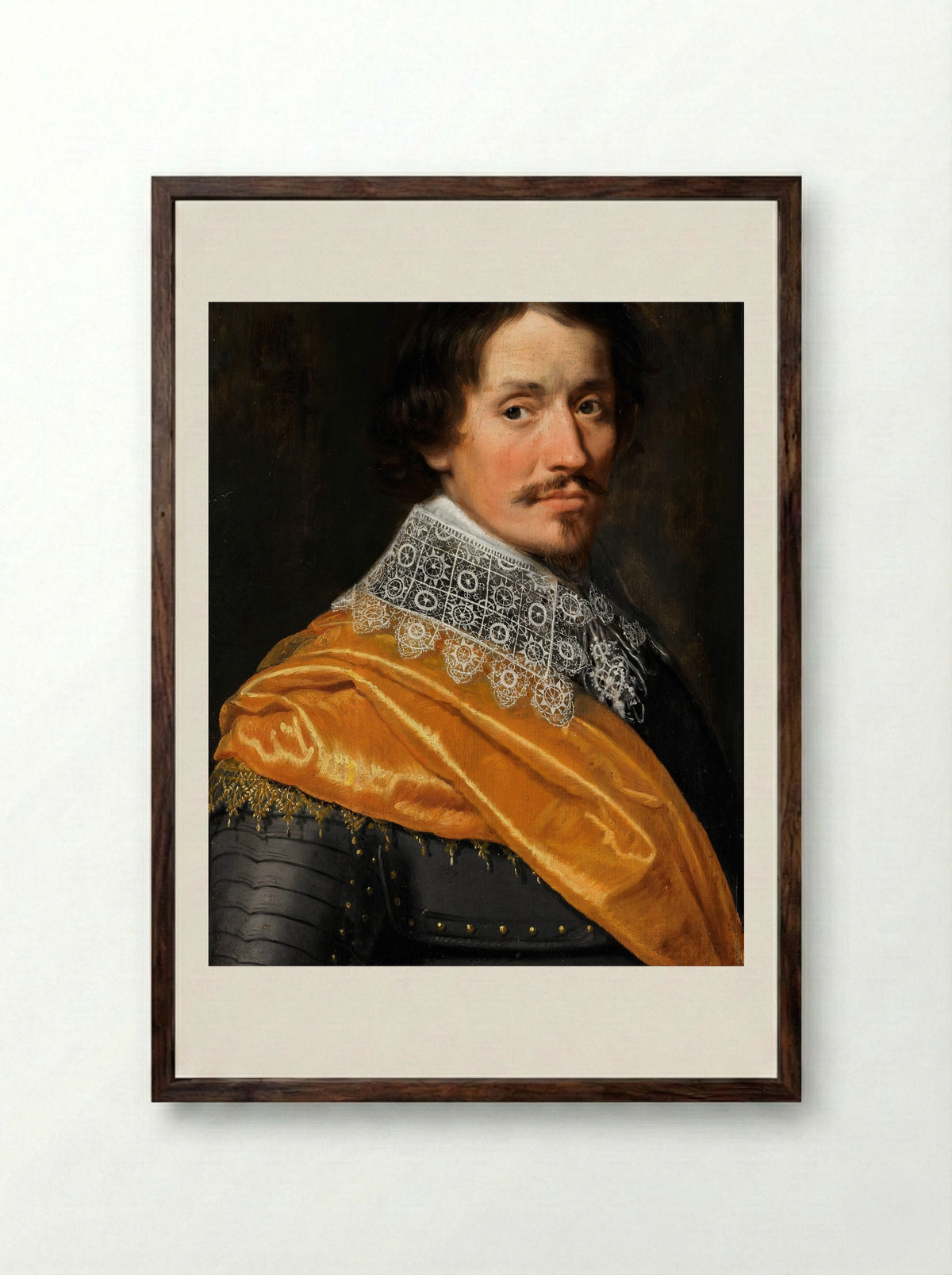 Portret van een officier - Wybrand de Geest - Framed Print Dark Wood