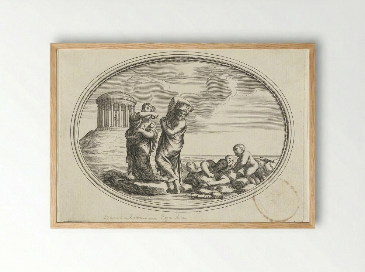 Deucalion and Pyrrha - Cornelis Bloemaert (II) - Framed Print Wood
