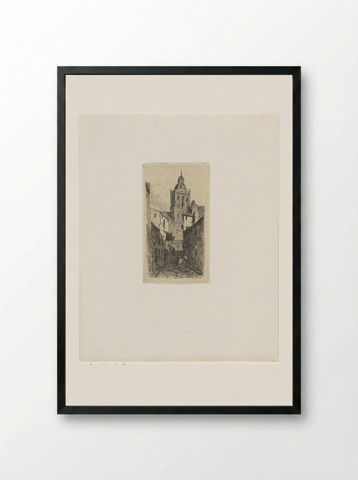 Gezicht op een kerk te Nijmegen - Jan Weissenbruch - Framed Print Black