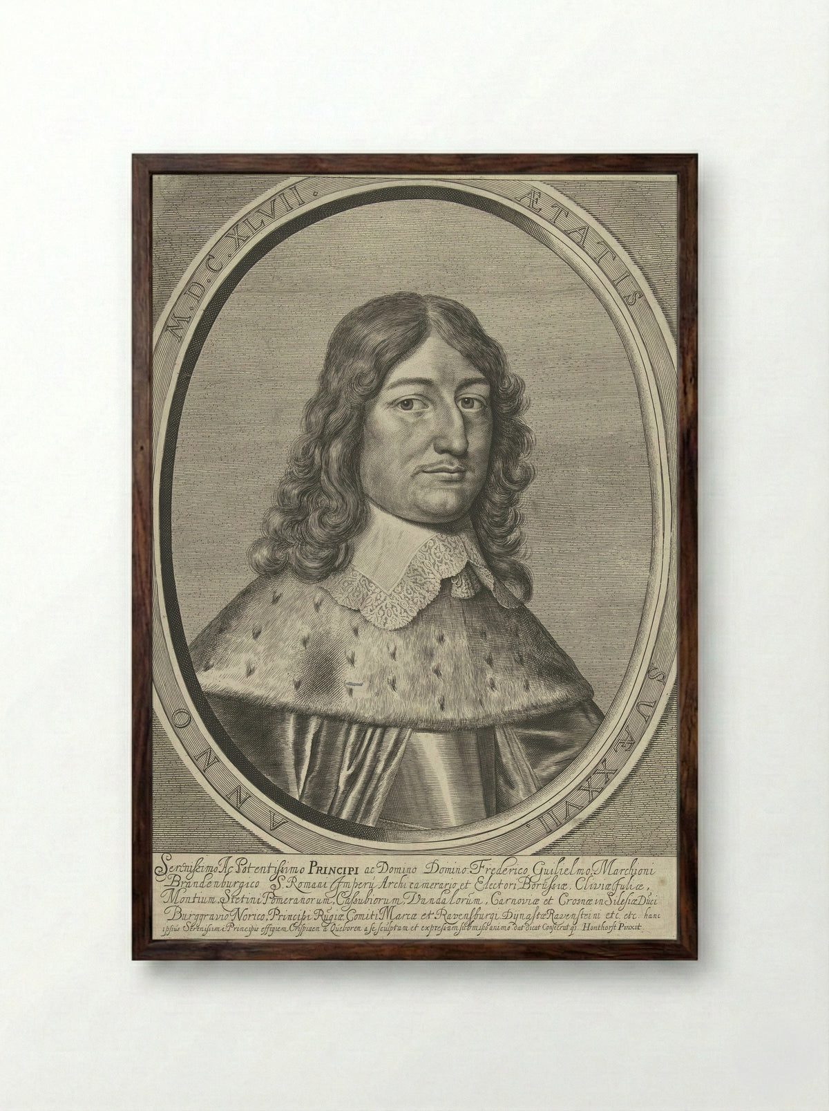 Portret van Frederik Willem, keurvorst van Brandenburg - Crispijn van den Queborn - Framed Print Dark Wood