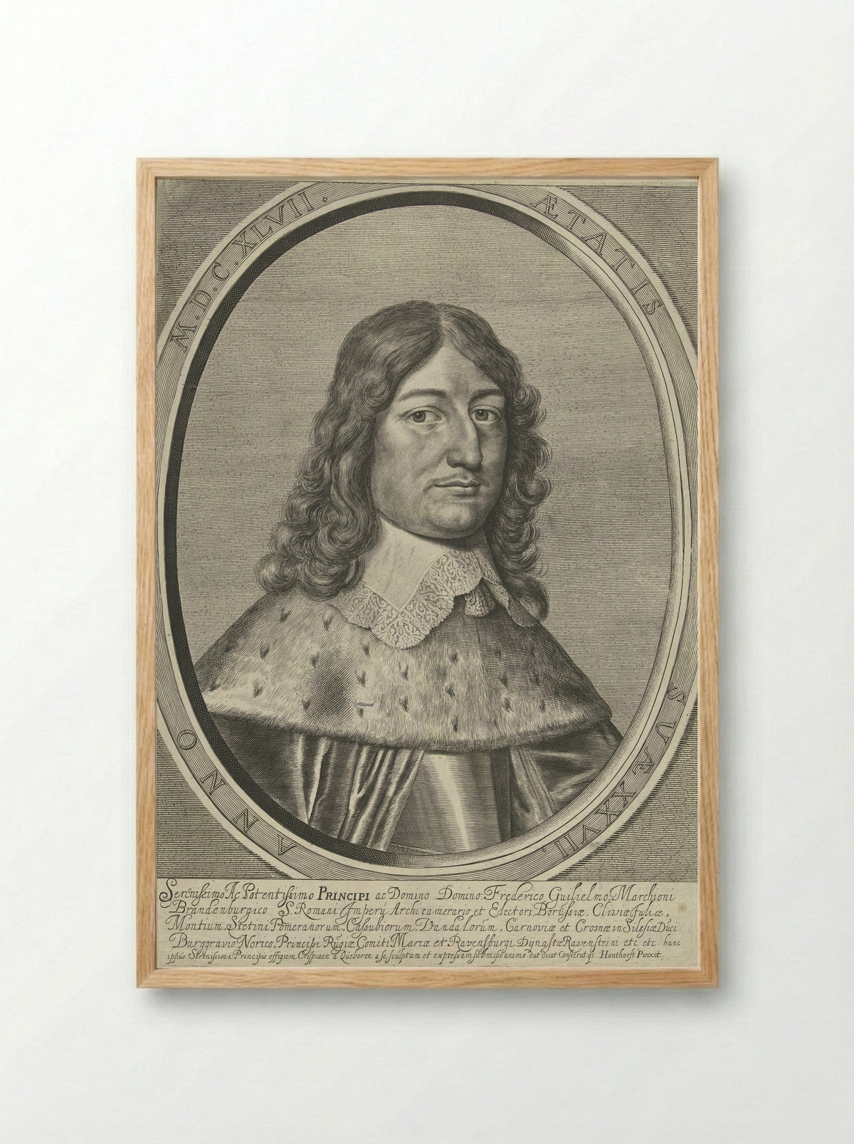 Portret van Frederik Willem, keurvorst van Brandenburg - Crispijn van den Queborn - Framed Print Wood