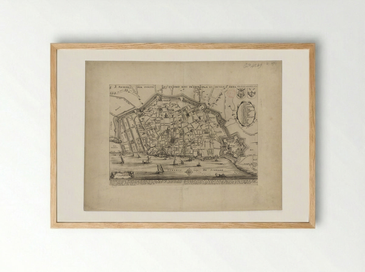 Map of Antwerp - Martinus van den Enden (I) - Framed Print Wood