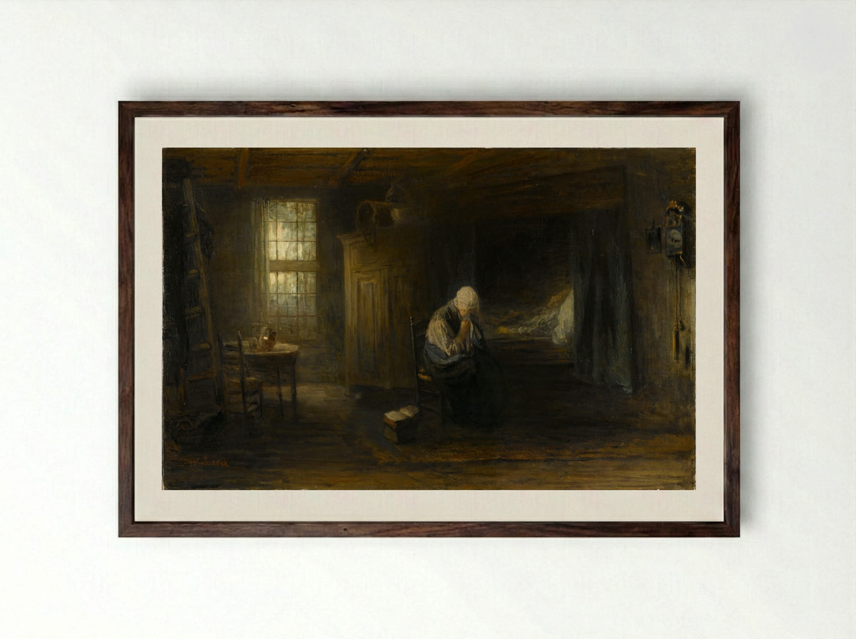 Alleen op de wereld - Jozef Israëls - Framed Print Dark Wood
