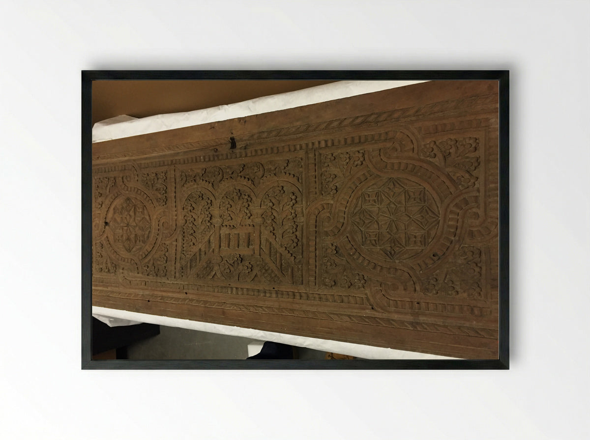 Untitled (Chest Front with Geometric Inlay, Wood and Bone) - Fine Art Print - Framed Print Black