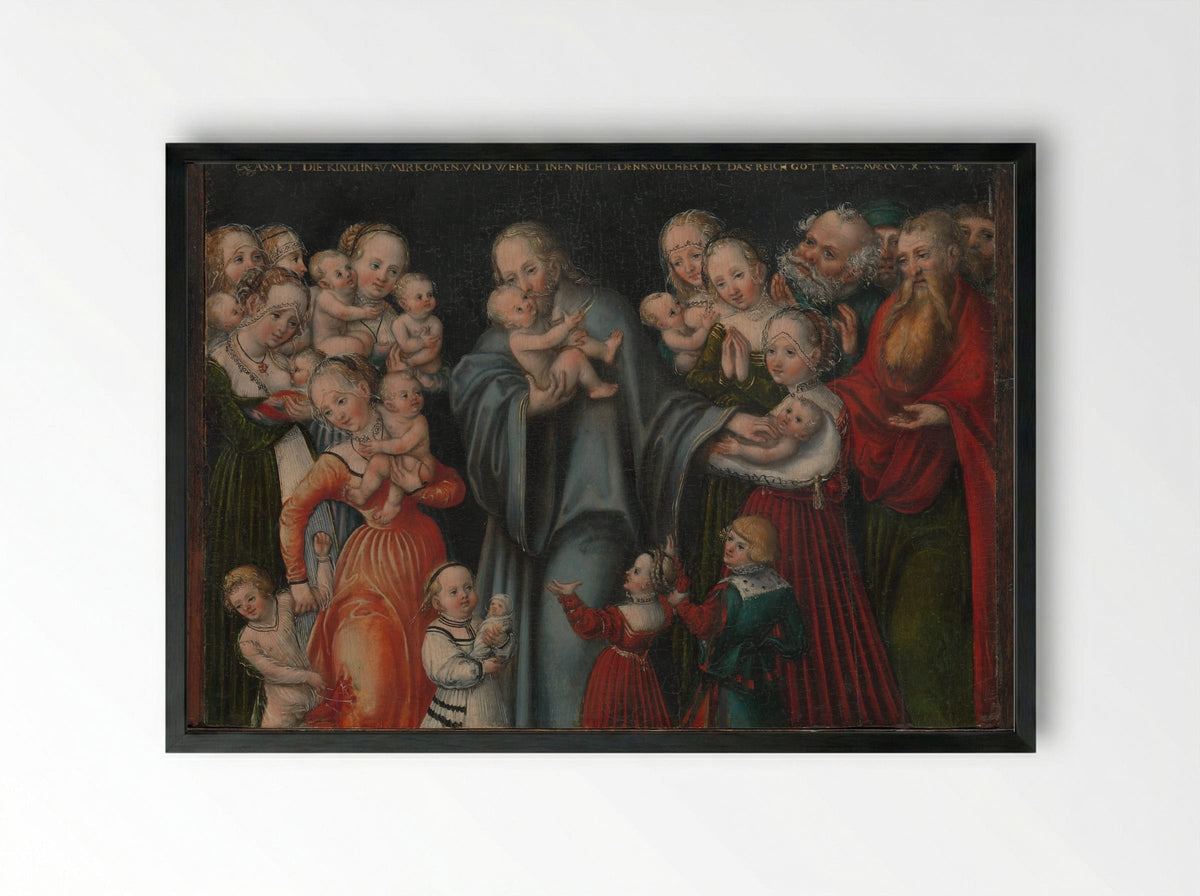 Christ Blessing the Children - Lucas Cranach the Younger - Framed Print Black