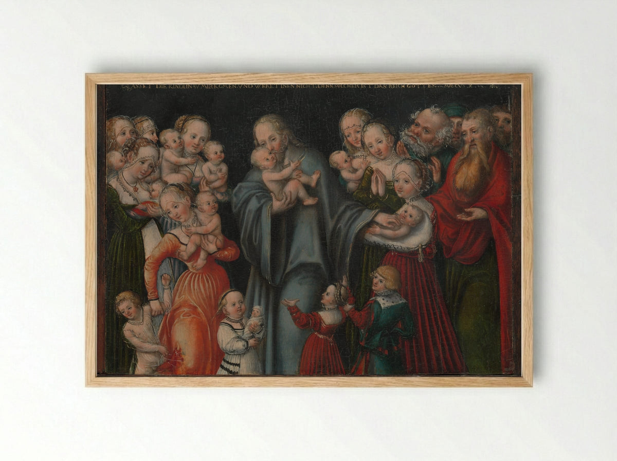 Christ Blessing the Children - Lucas Cranach the Younger - Framed Print Wood