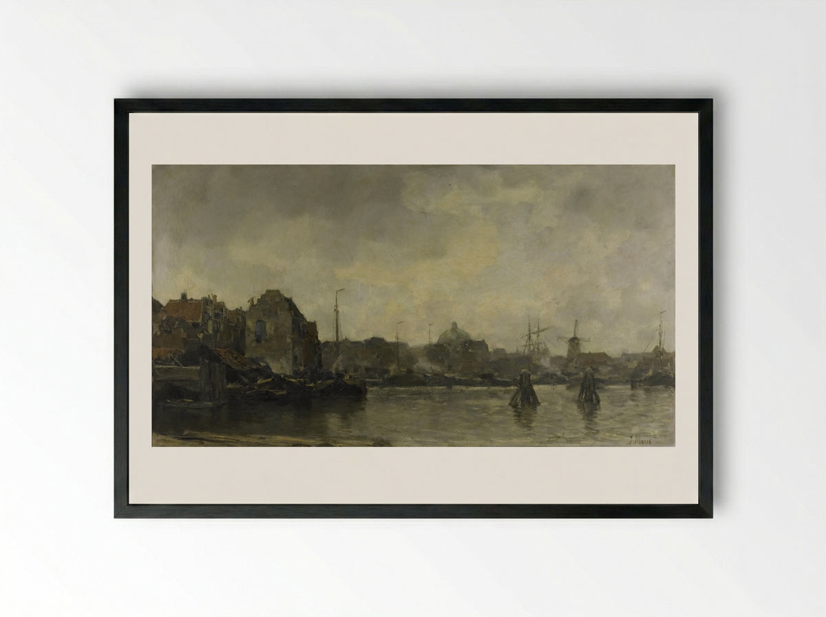 Stadsgezicht - Jacob Maris - Framed Print Black