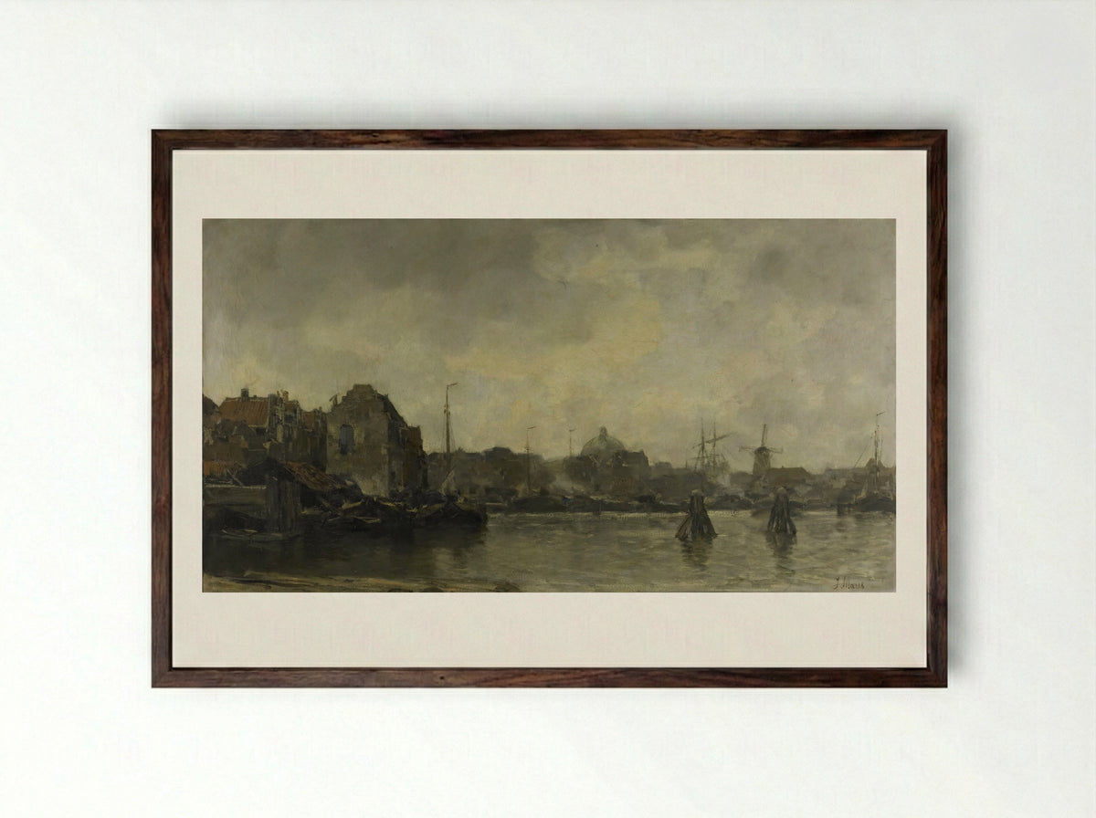 Stadsgezicht - Jacob Maris - Framed Print Dark Wood