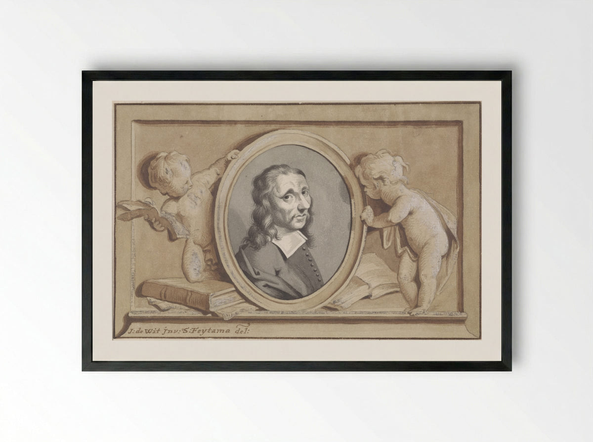 Allegorical Portrait of Allaert van Everdingen - Reinier Vinkeles - Framed Print Black