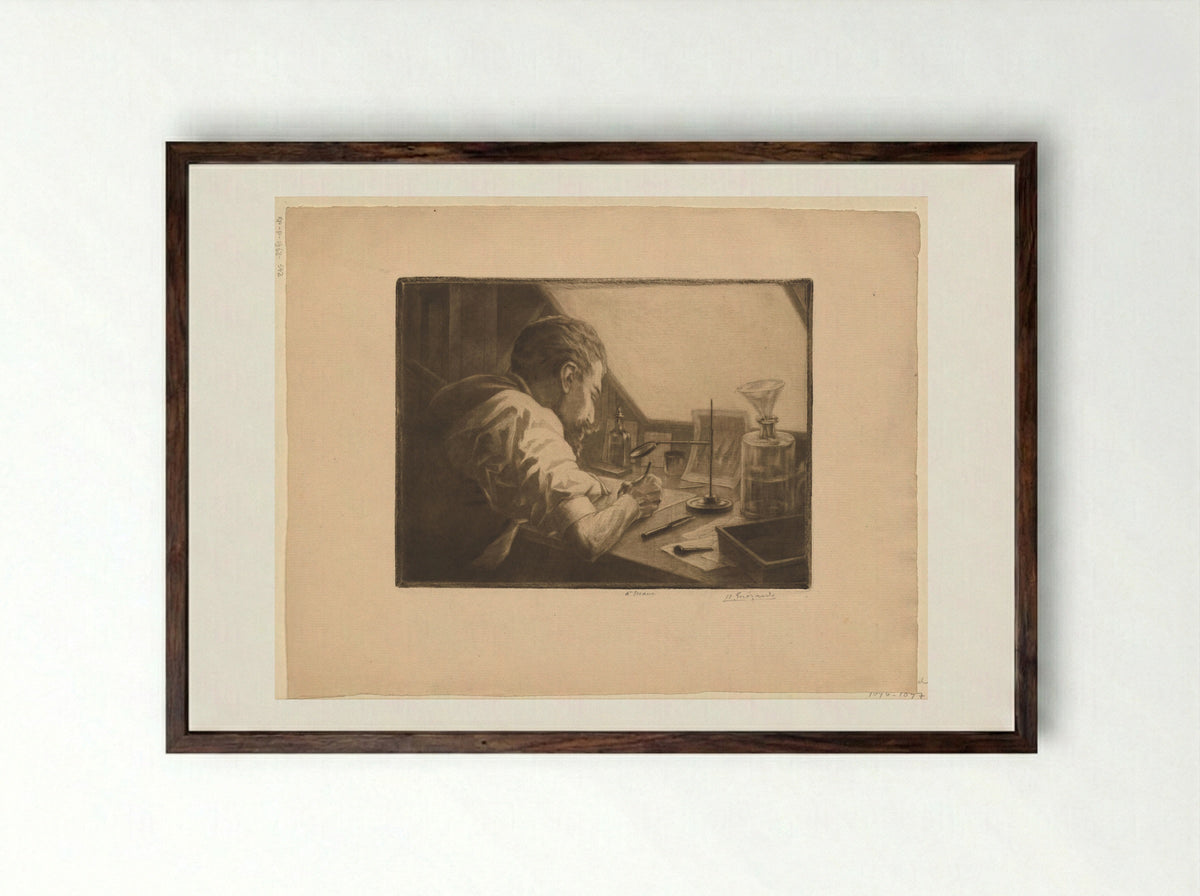 Portrait of Henri Charles Guérard - Norbert Goeneutte - Framed Print Dark Wood