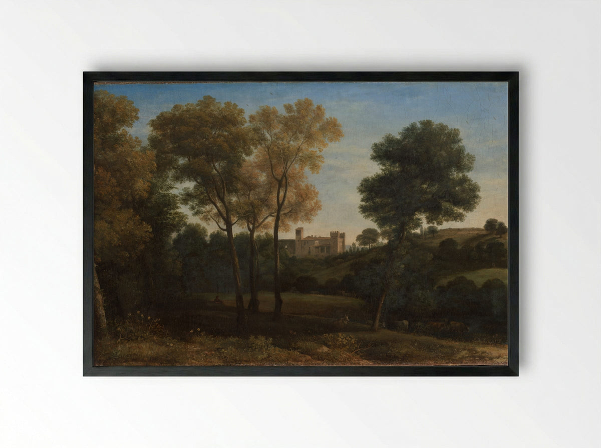 View of La Crescenza - Claude Lorrain - Framed Print Black