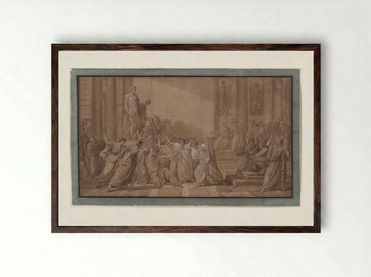 The Death of Julius Caesar - Vincenzo Camuccini - Framed Print Dark Wood