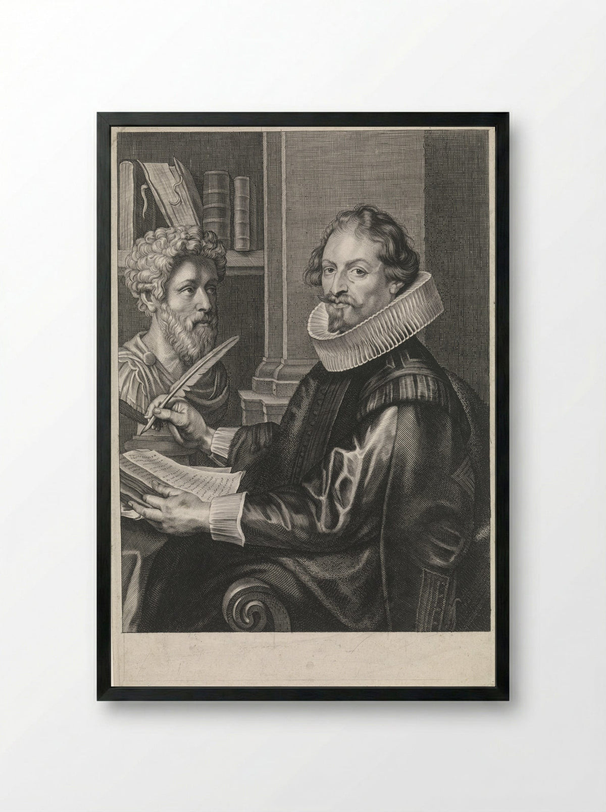 Portrait of Jan-Gaspar Gevartius - Paulus Pontius - Framed Print Black