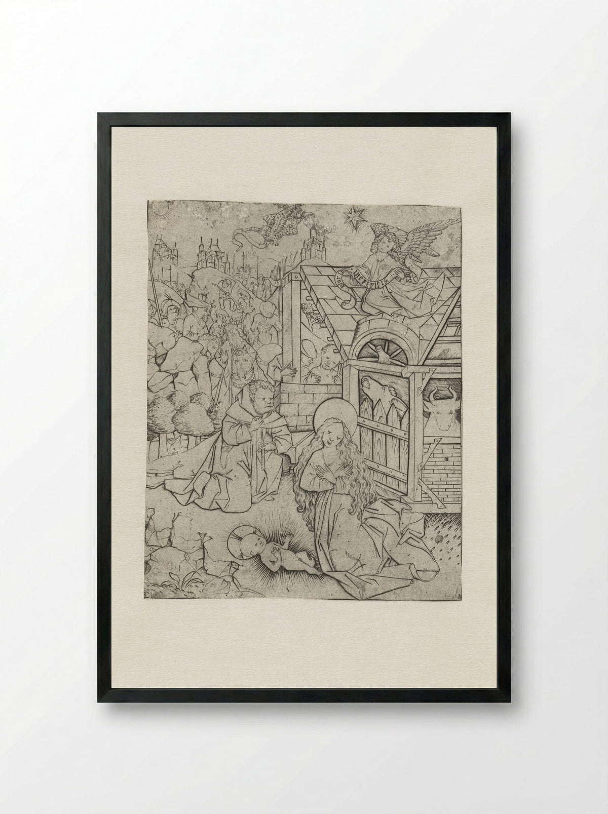 The Nativity - Master E.S. - Framed Print Black