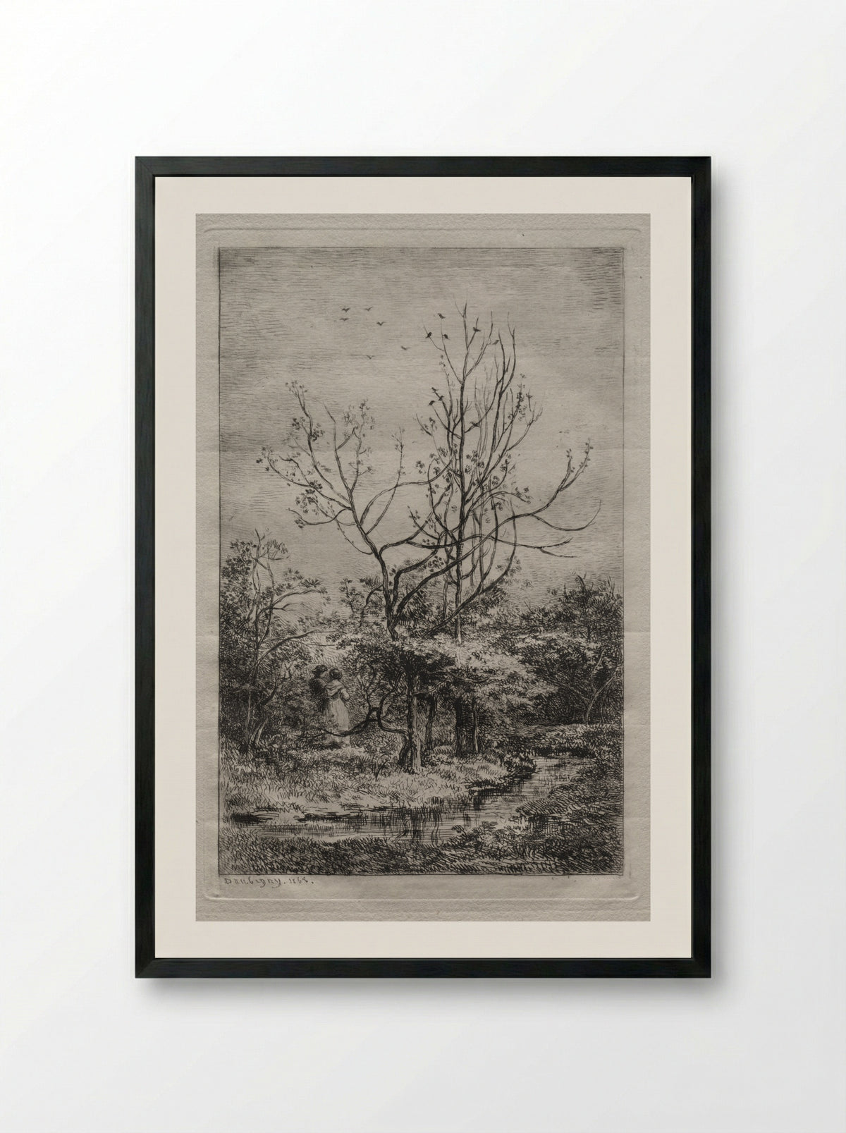The Orchard - Charles-François Daubigny - Framed Print Black
