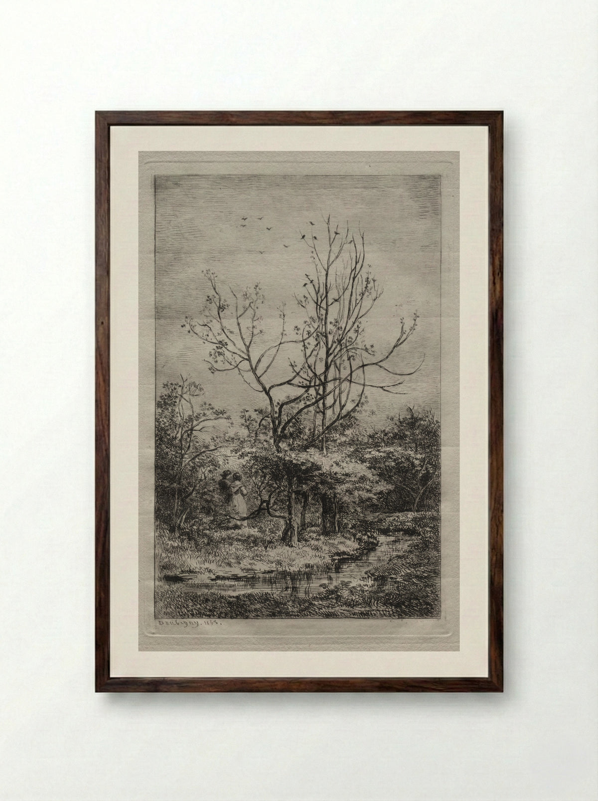 The Orchard - Charles-François Daubigny - Framed Print Dark Wood