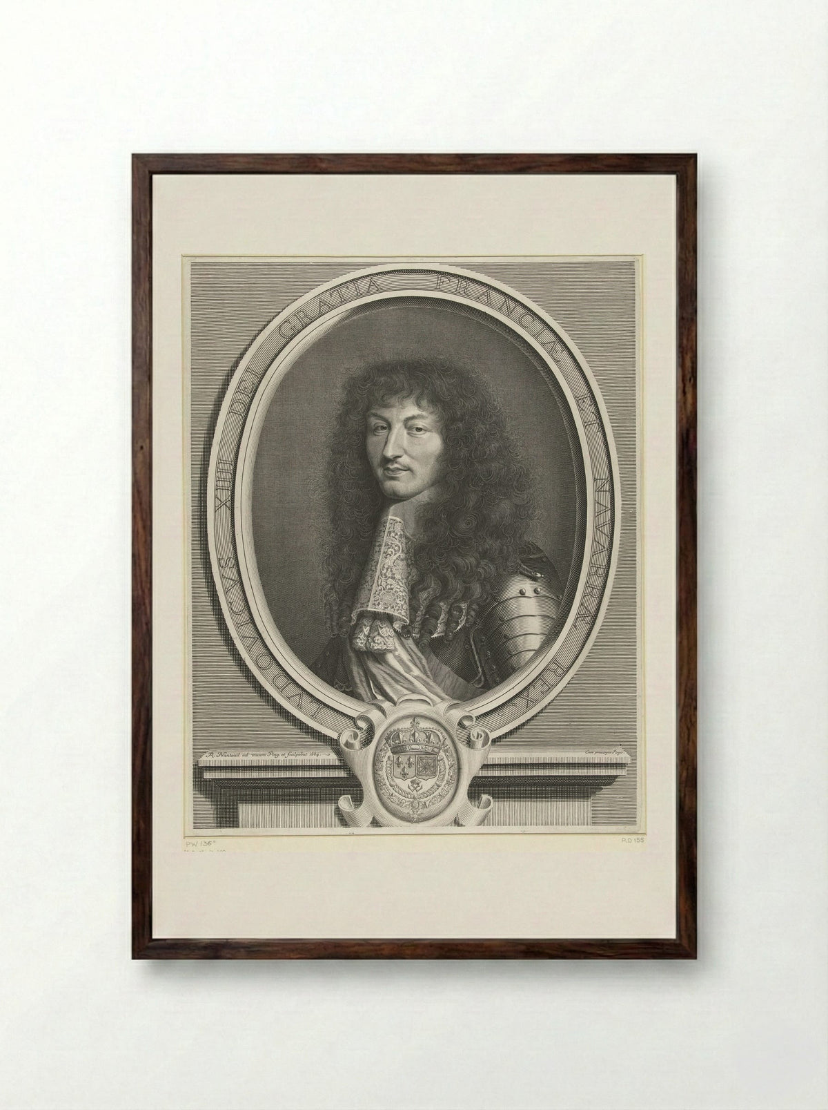 Portrait of Louis XIV - Pieter van Schuppen - Framed Print Dark Wood